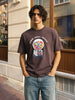 Men's Brown Relaxed Fit Printed Casual T-Shirt
