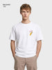 Men's White Relaxed Fit Printed Casual T-Shirt