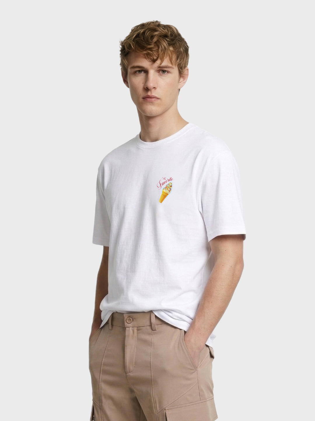 Men's White Relaxed Fit Printed Casual T-Shirt