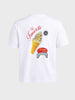Men's White Relaxed Fit Printed Casual T-Shirt