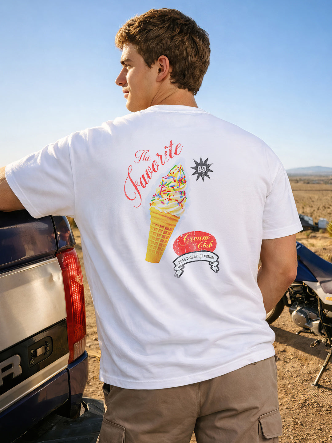 Men's White Relaxed Fit Printed Casual T-Shirt