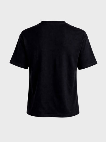 Men's Black Relaxed Fit Embroidered Casual T-Shirt