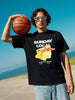 Men's Black Relaxed Fit Embroidered Casual T-Shirt