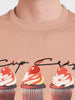 Men's Cream Relaxed Fit Solid Casual T-Shirt