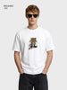 Men's White Relaxed Fit Graphic Printed Casual T-Shirts