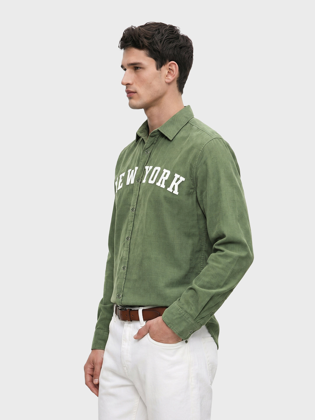 Men's Green Regular Fit Solid Casual Shirt