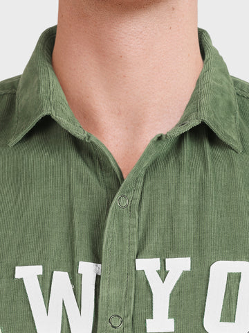 Men's Green Regular Fit Solid Casual Shirt