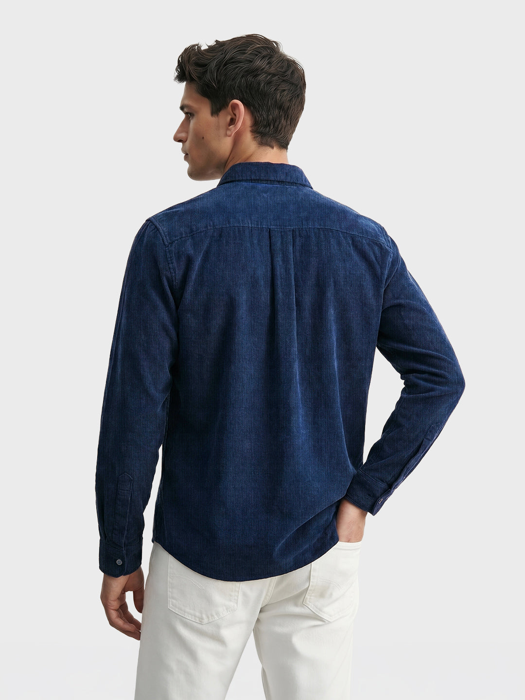 Men's Navy Blue Regular Fit Solid Casual Shirt