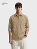 Men's Khaki Regular Fit Solid Casual Shirt