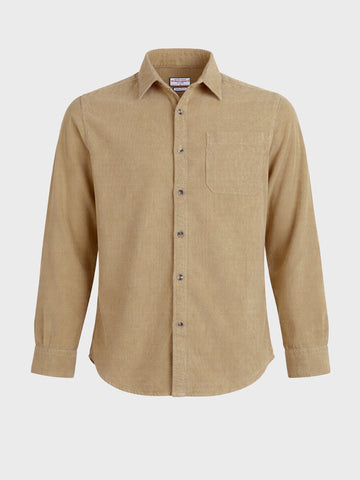 Men's Khaki Regular Fit Solid Casual Shirt