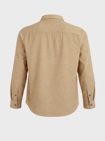 Men's Khaki Regular Fit Solid Casual Shirt