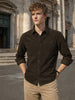 Men's Brown Regular Fit Solid Casual Shirt
