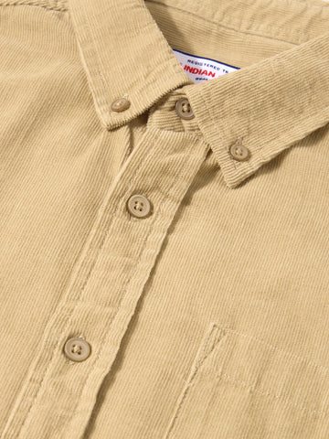 Men's Khaki Regular Fit Solid Casual Shirt