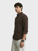Men's Brown Regular Fit Solid Casual Shirt