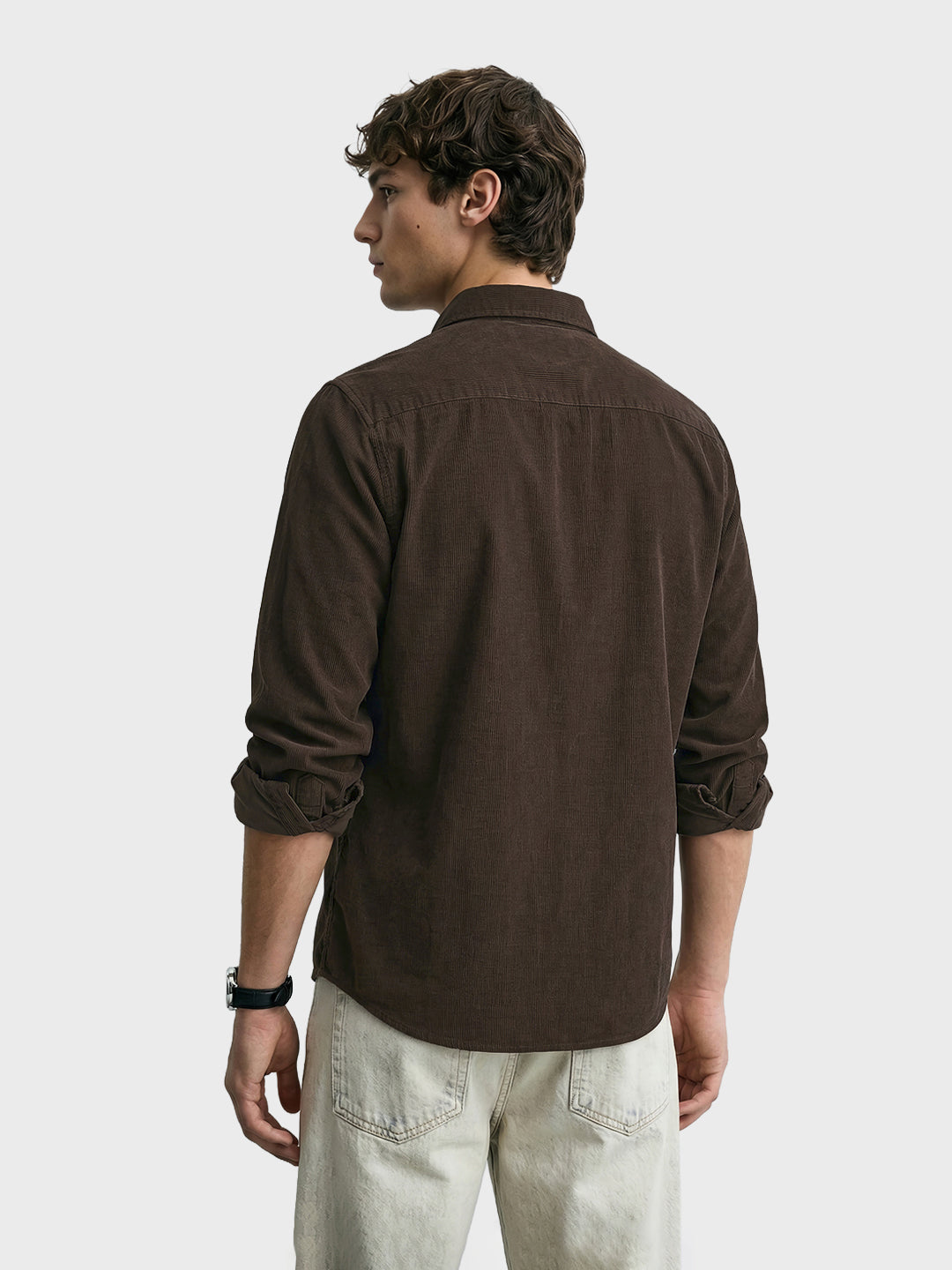 Men's Brown Regular Fit Solid Casual Shirt