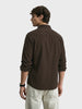 Men's Brown Regular Fit Solid Casual Shirt