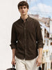 Men's Brown Regular Fit Solid Casual Shirt