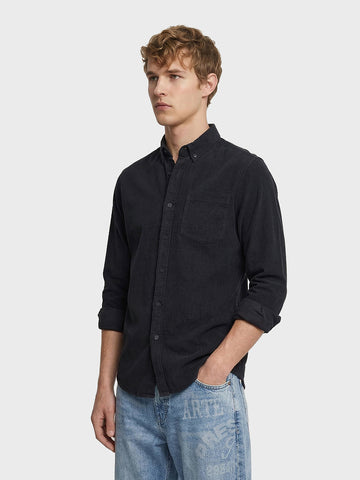 Men's Black Regular Fit Solid Casual Shirt