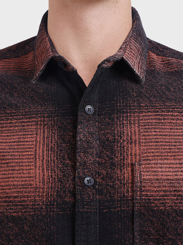 Men's Brown Slim Fit Checked Casual Shirt
