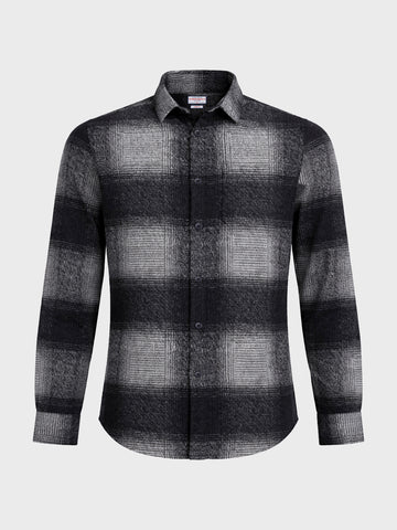 Men's Grey Slim Fit Checked Casual Shirt