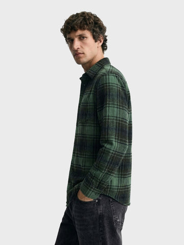 Men's Green Slim Fit Checked Casual Shirt