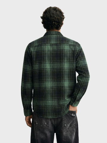 Men's Green Slim Fit Checked Casual Shirt