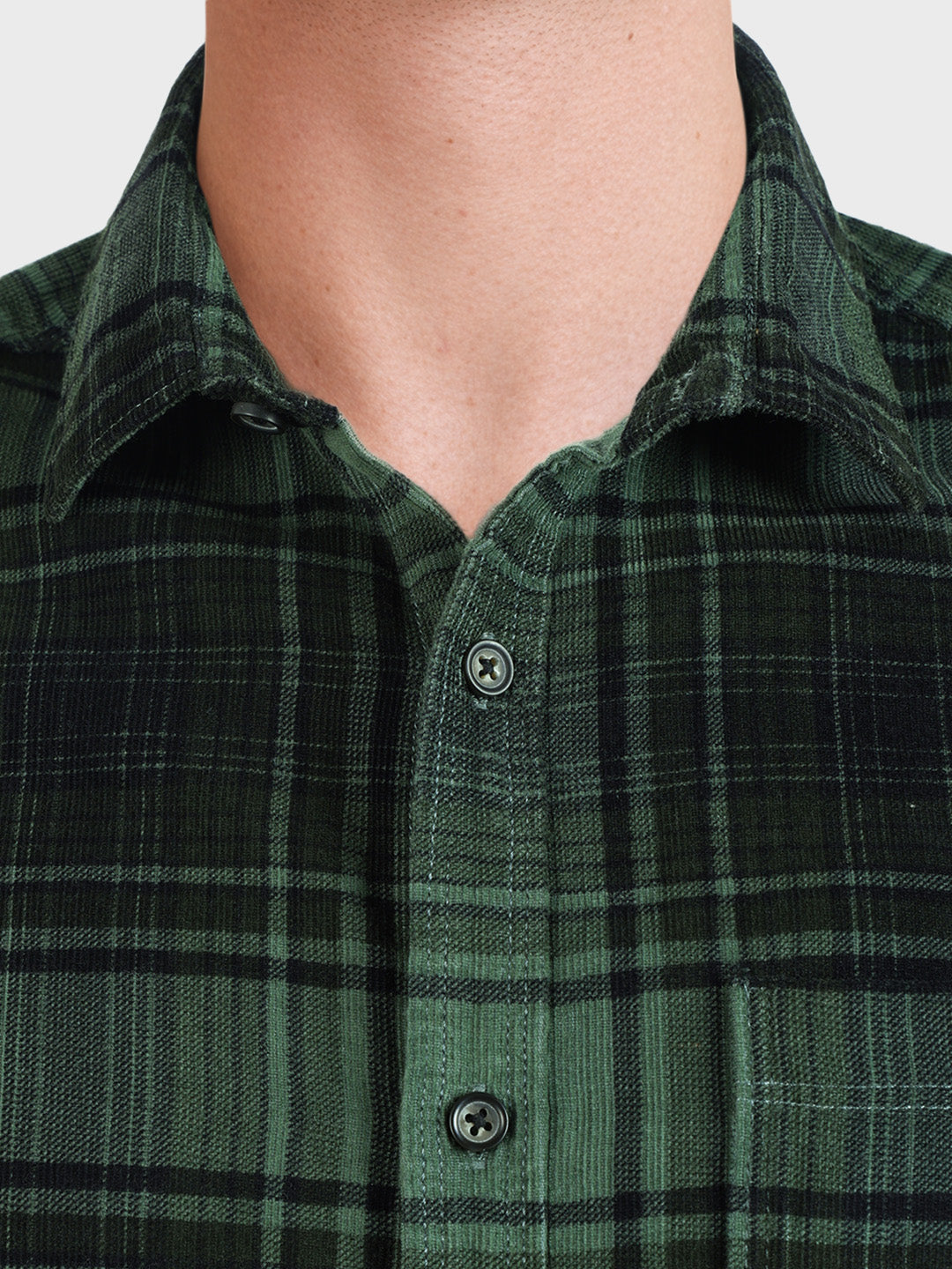 Men's Green Slim Fit Checked Casual Shirt