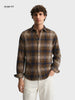 Men's Brown Slim Fit Checked Casual Shirt