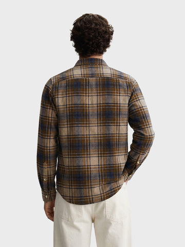 Men's Brown Slim Fit Checked Casual Shirt