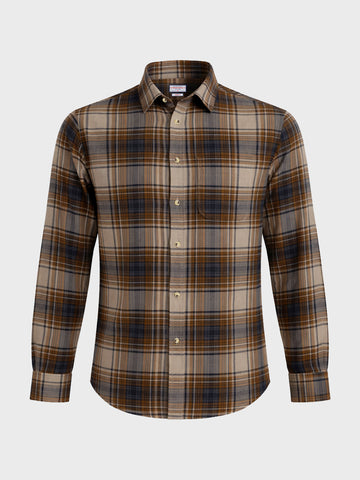 Men's Brown Slim Fit Checked Casual Shirt