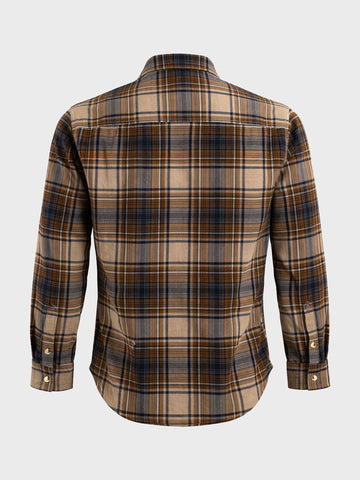 Men's Brown Slim Fit Checked Casual Shirt