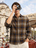 Men's Brown Slim Fit Checked Casual Shirt