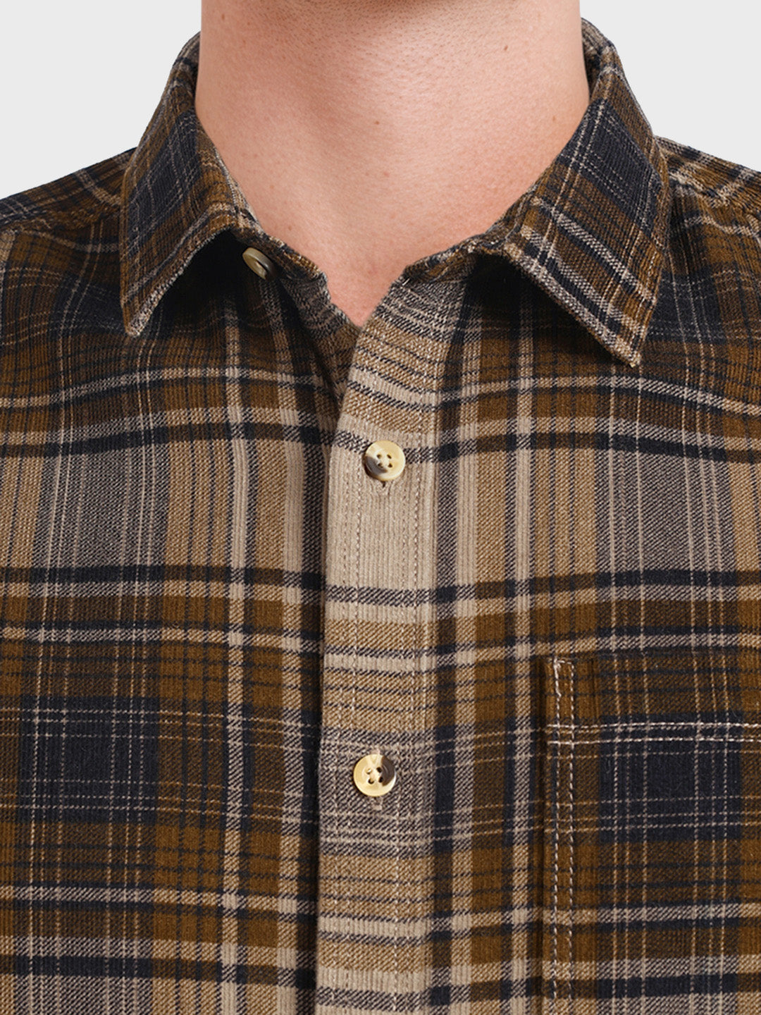 Men's Brown Slim Fit Checked Casual Shirt