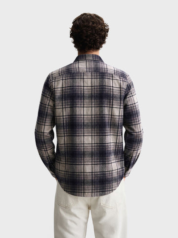 Men's Grey Slim Fit Checked Casual Shirt