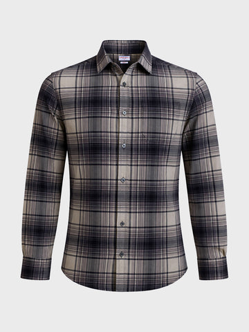 Men's Grey Slim Fit Checked Casual Shirt