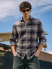 Men's Grey Slim Fit Checked Casual Shirt
