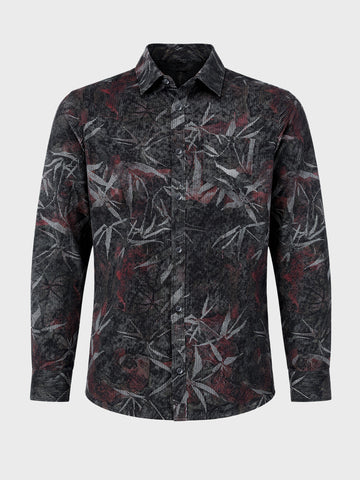 Men's Black Regular Fit Printed Casual Shirt