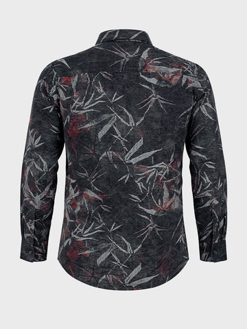 Men's Black Regular Fit Printed Casual Shirt