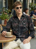 Men's Black Regular Fit Printed Casual Shirt