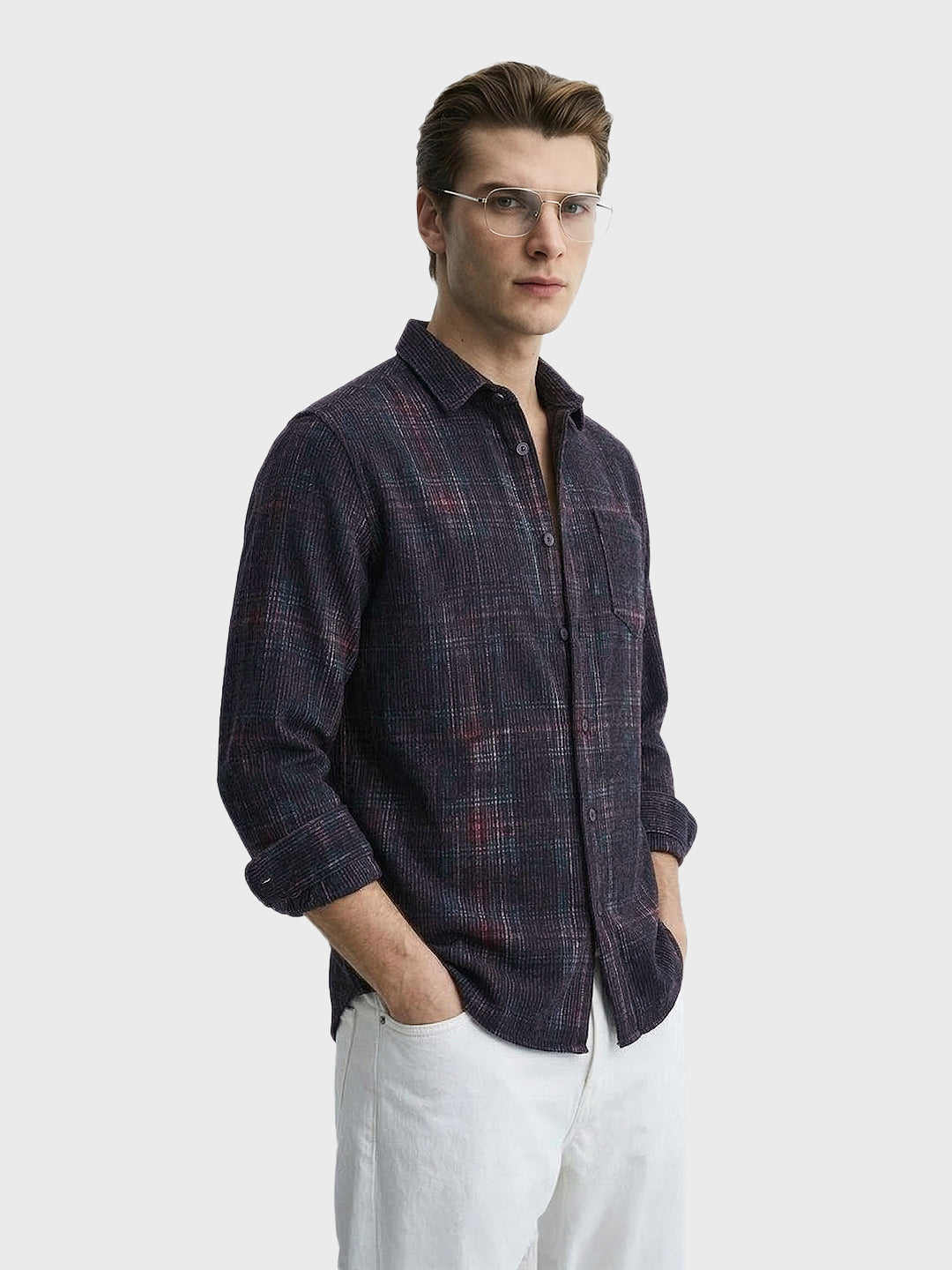 Men's Black Regular Fit Printed Casual Shirt