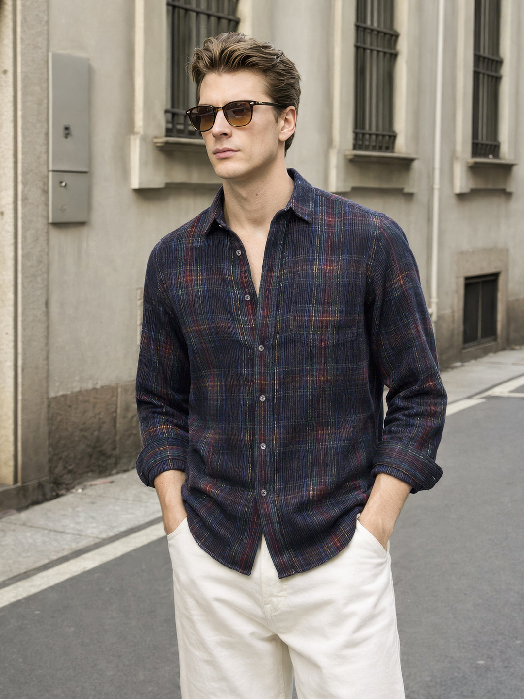 Men's Black Regular Fit Printed Casual Shirt