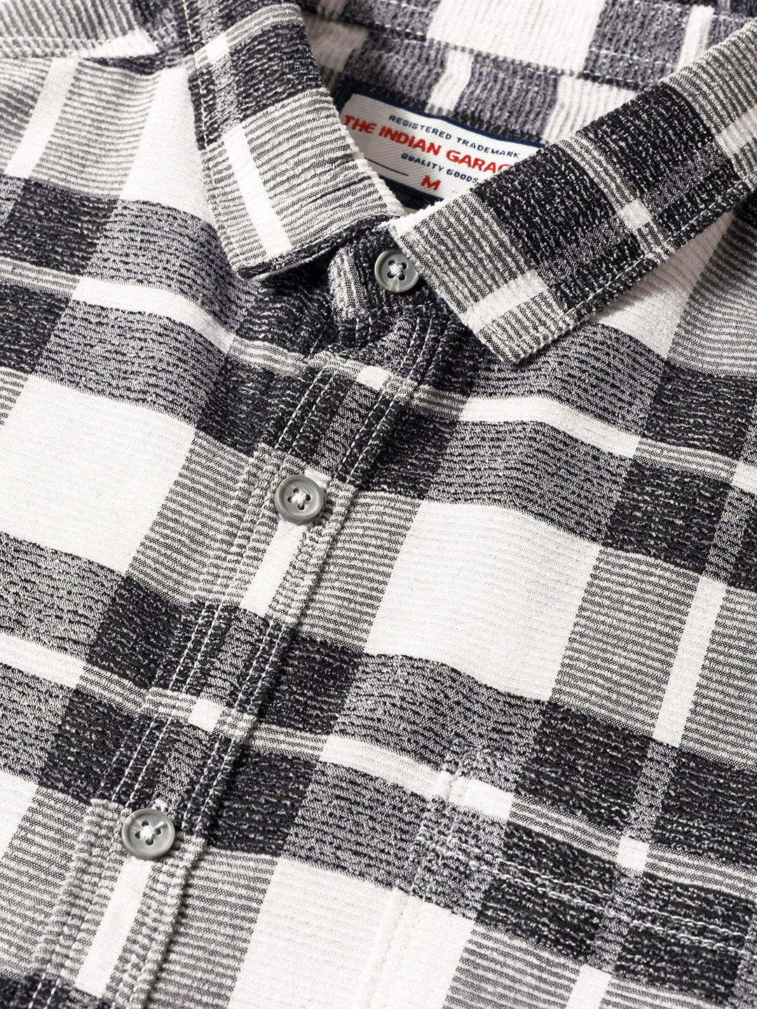 Men's Black Regular Fit Checkered Casual Shirt