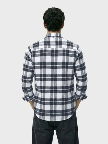 Men's Navy Blue Regular Fit Checkered Casual Shirt