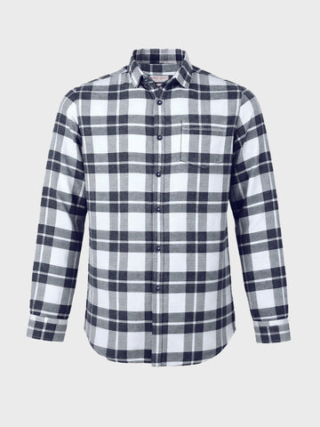 Men's Navy Blue Regular Fit Checkered Casual Shirt