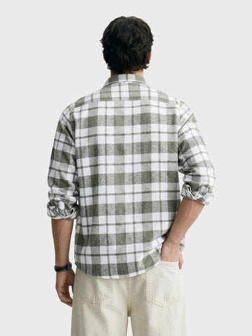 Men's Green Regular Fit Checkered Casual Shirt