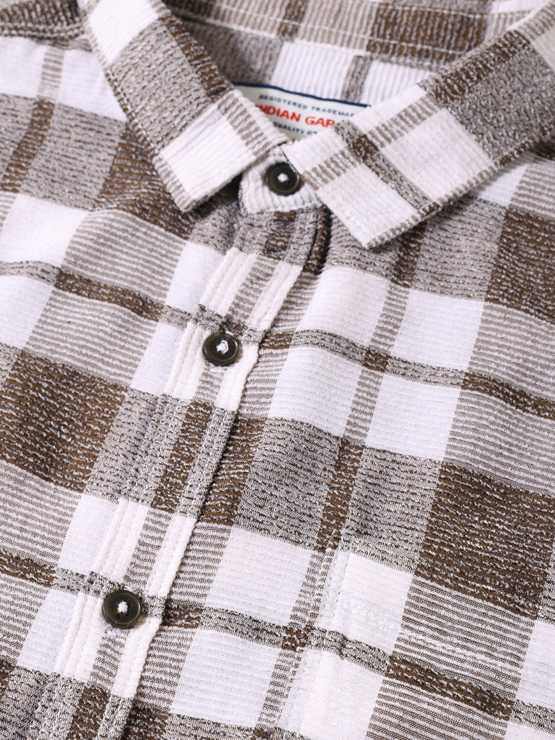 Men's Brown Regular Fit Checkered Casual Shirt