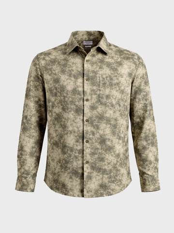 Men's Olive Regular Fit Printed Casual Shirt