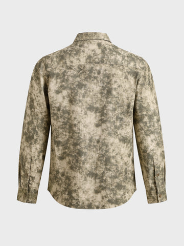 Men's Olive Regular Fit Printed Casual Shirt