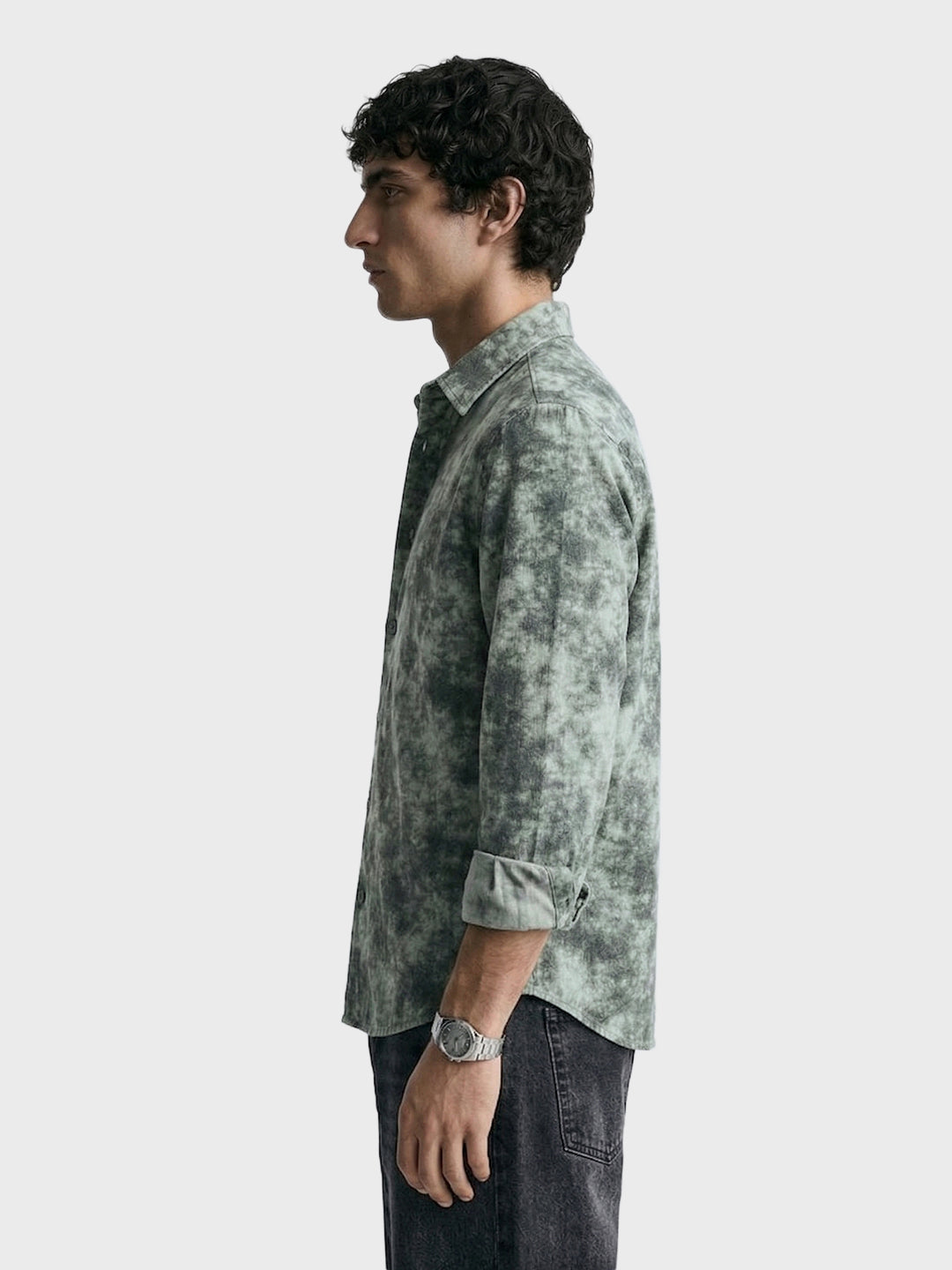 Men's Green Regular Fit Printed Casual Shirt