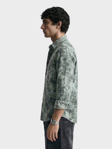 Men's Green Regular Fit Printed Casual Shirt